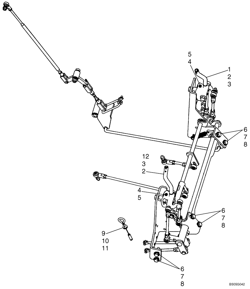 Схема запчастей Case 440 - (09-13A) - CONTROLS - LOADER AND GROUND DRIVE (ROUND LINKAGE LINKS, IF USED, SEE FIGURE 09-13B REF 1, 2) (09) - CHASSIS