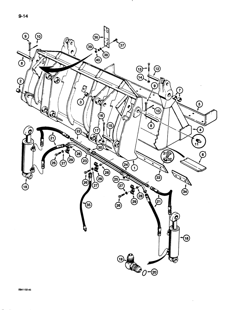 Схема запчастей Case W30 - (9-14) - CLAM BUCKET (09) - CHASSIS/ATTACHMENTS