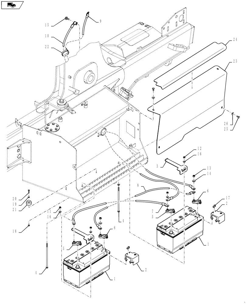 Схема запчастей Case 590SN - (55.301.07) - BATTERY, DUAL - COLD START (55) - ELECTRICAL SYSTEMS