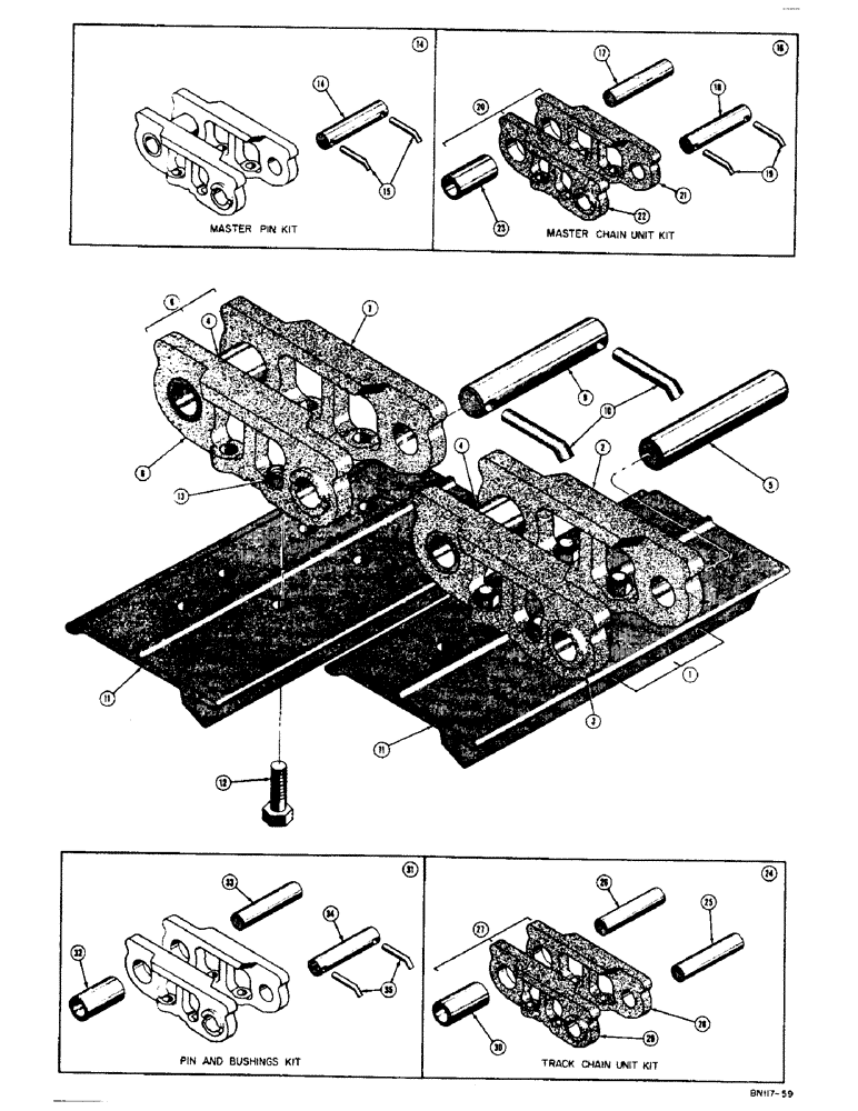 Схема запчастей Case 500 - (164) - TRACK CHAIN (04) - UNDERCARRIAGE