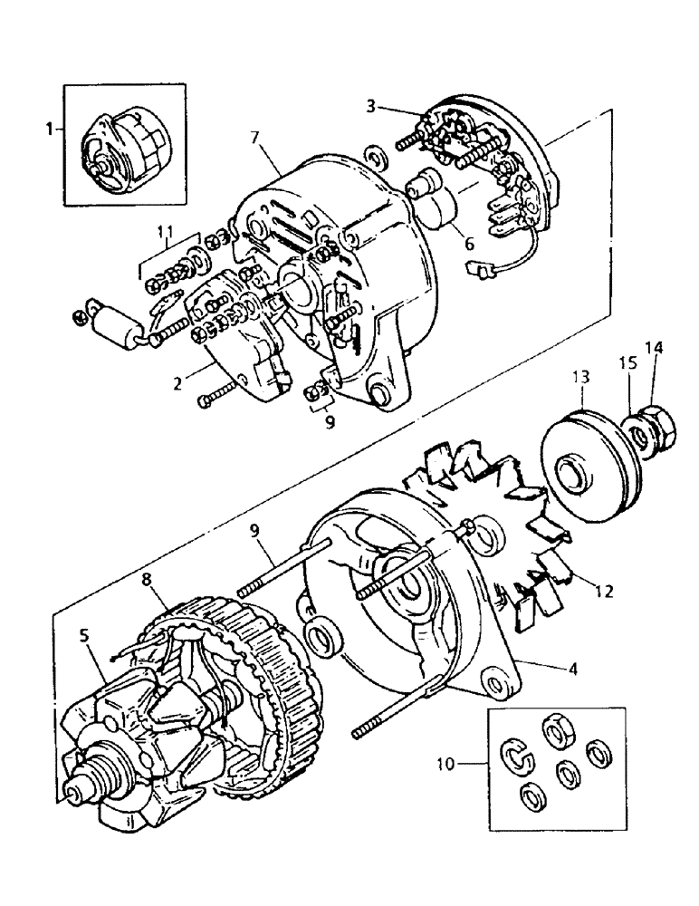 Схема запчастей Case 221B - (4-08) - ALTERNATOR, 121B (DAH1215912-) / 221B (DAH2215913-) (04) - ELECTRICAL SYSTEMS