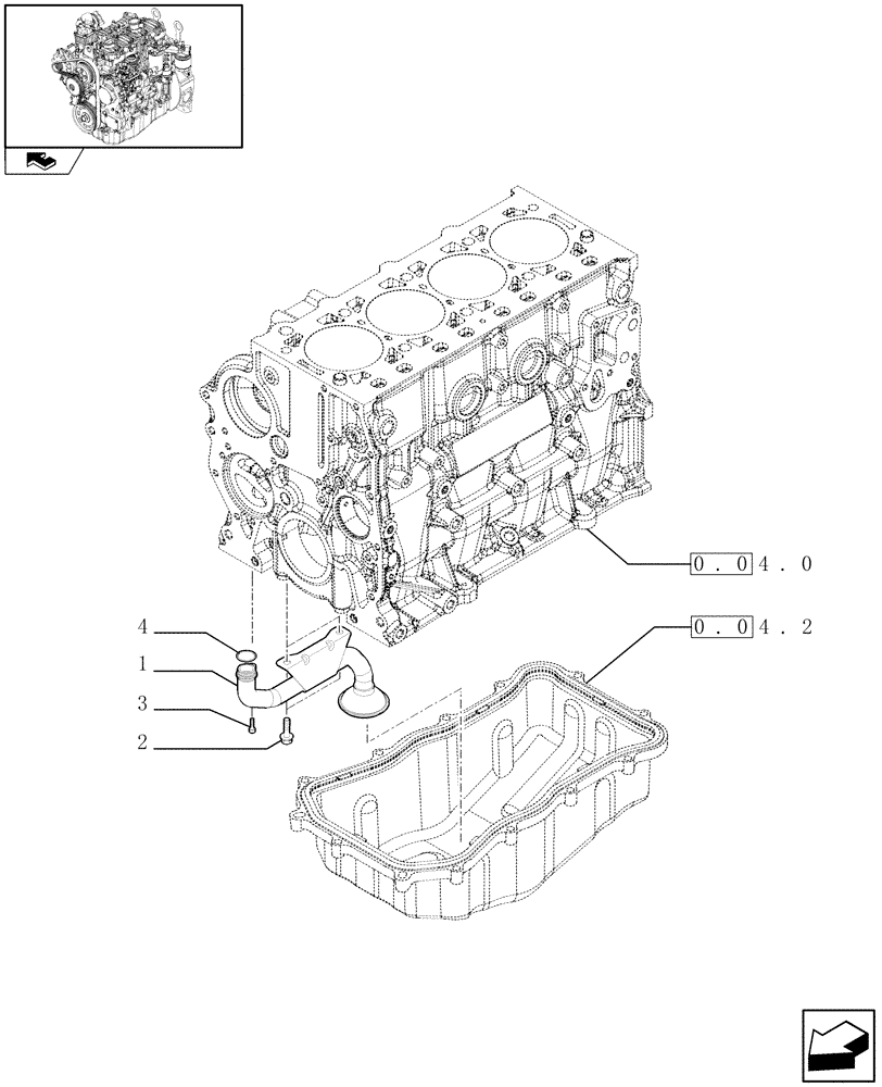 Схема запчастей Case 321E - (0.30.5) - OIL PUMP PIPING (01) - ENGINE