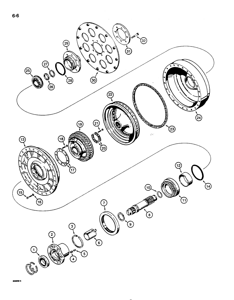 Схема запчастей Case 855D - (6-06) - TORQUE CONVERTER, SHAFT, IMPELLER, AND TURBINE (06) - POWER TRAIN