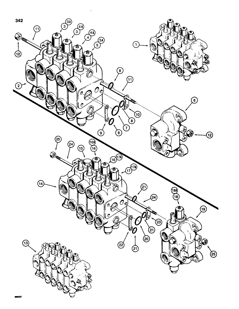 Схема запчастей Case 580SD - (342) - BACKHOE CONTROL VALVES, USED ON SUPER D MODELS ONLY (08) - HYDRAULICS