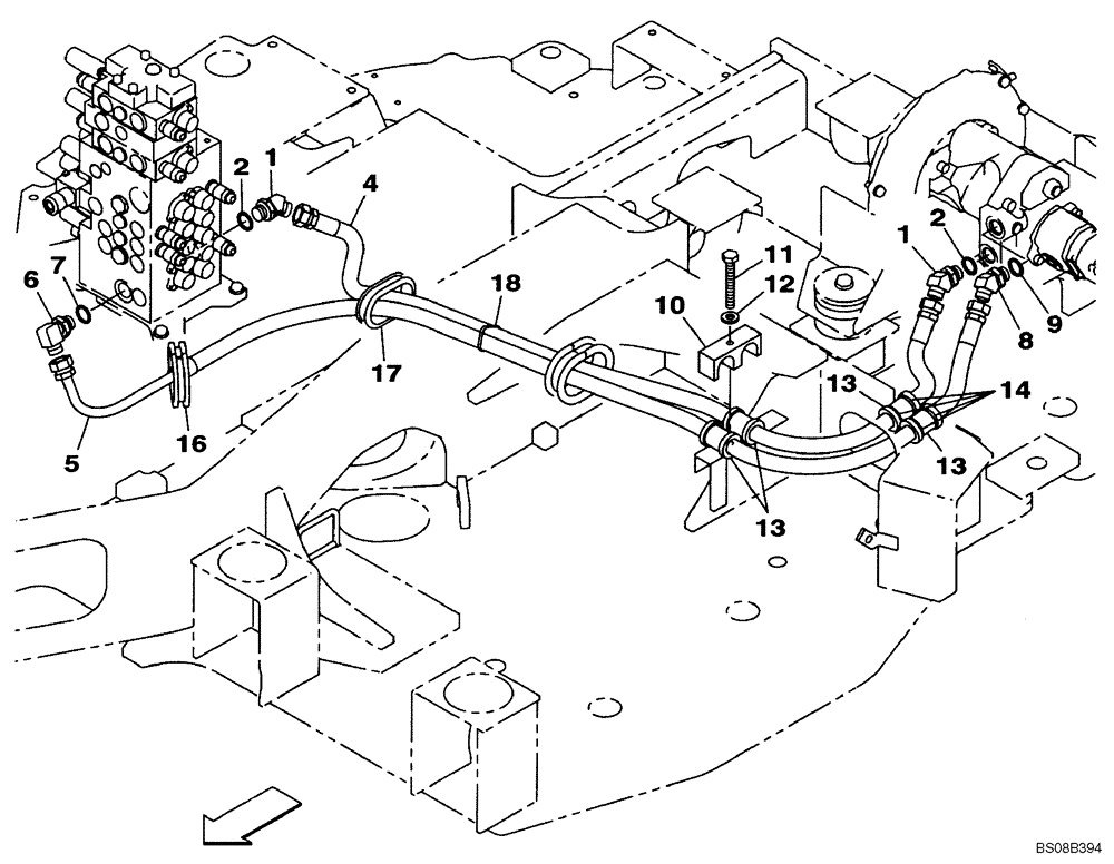 Схема запчастей Case CX80 - (08-04) - HYDRAULICS - CONTROL VALVE SUPPLY (08) - HYDRAULICS