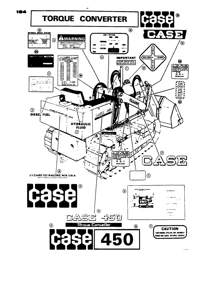 Схема запчастей Case 450 - (184) - DECALS (05) - UPPERSTRUCTURE CHASSIS