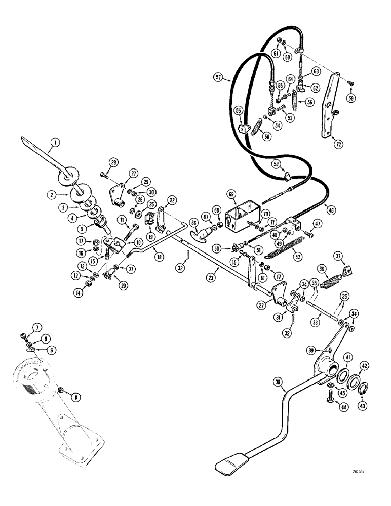 Схема запчастей Case 380CK - (032) - THROTTLE AND FUEL SHUT-OFF CABLE (03) - FUEL SYSTEM