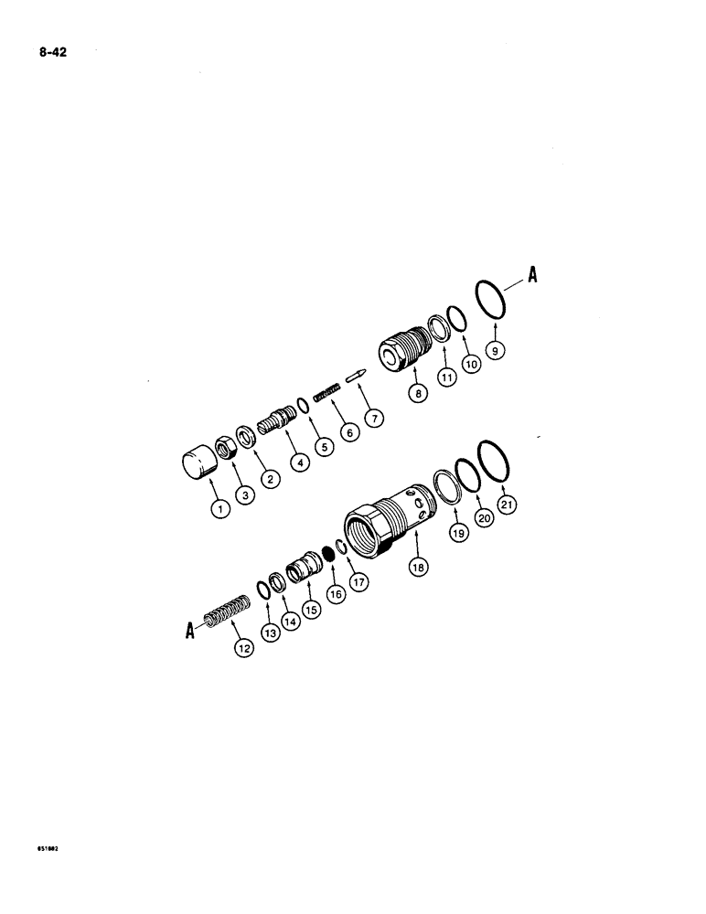 Схема запчастей Case 550 - (8-42) - MAIN RELIEF VALVE, *USED ON MODELS WITHOUT A BACKHOE (08) - HYDRAULICS