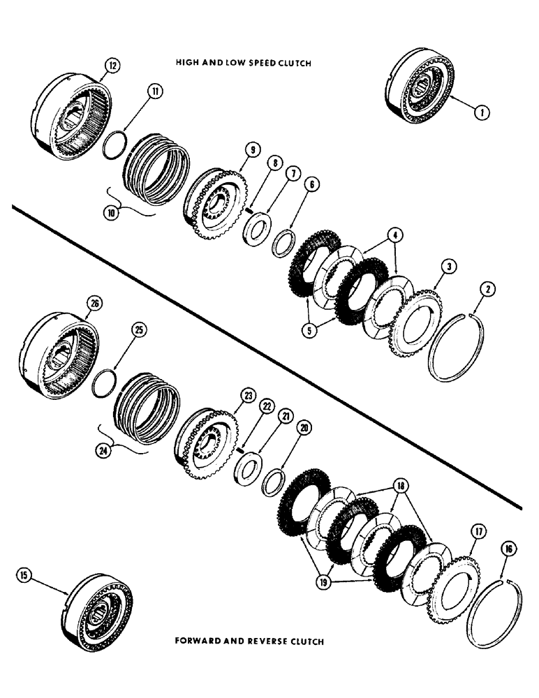 Схема запчастей Case 750 - (082) - A50287 HIGH AND LOW SPEED CLUTCH, 1ST USED TRANS. SER. NO.2129206 (03) - TRANSMISSION