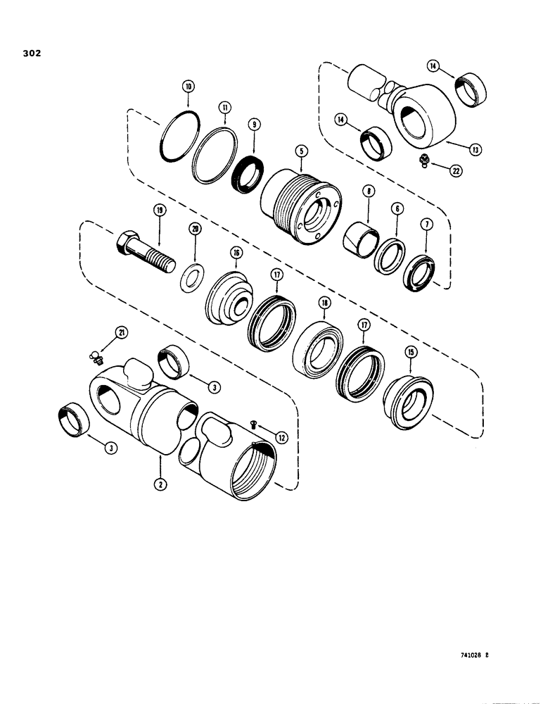 Схема запчастей Case 35 - (302) - G32079 BACKHOE DIPPER CYLINDER, WITH TWO PIECE PISTON 