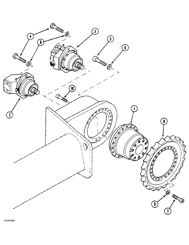 Схема запчастей Case 688BCK - (6-02) - TRAVEL MOTOR AND REDUCTION GEAR, 688B CK (120301-) (03) - TRANSMISSION