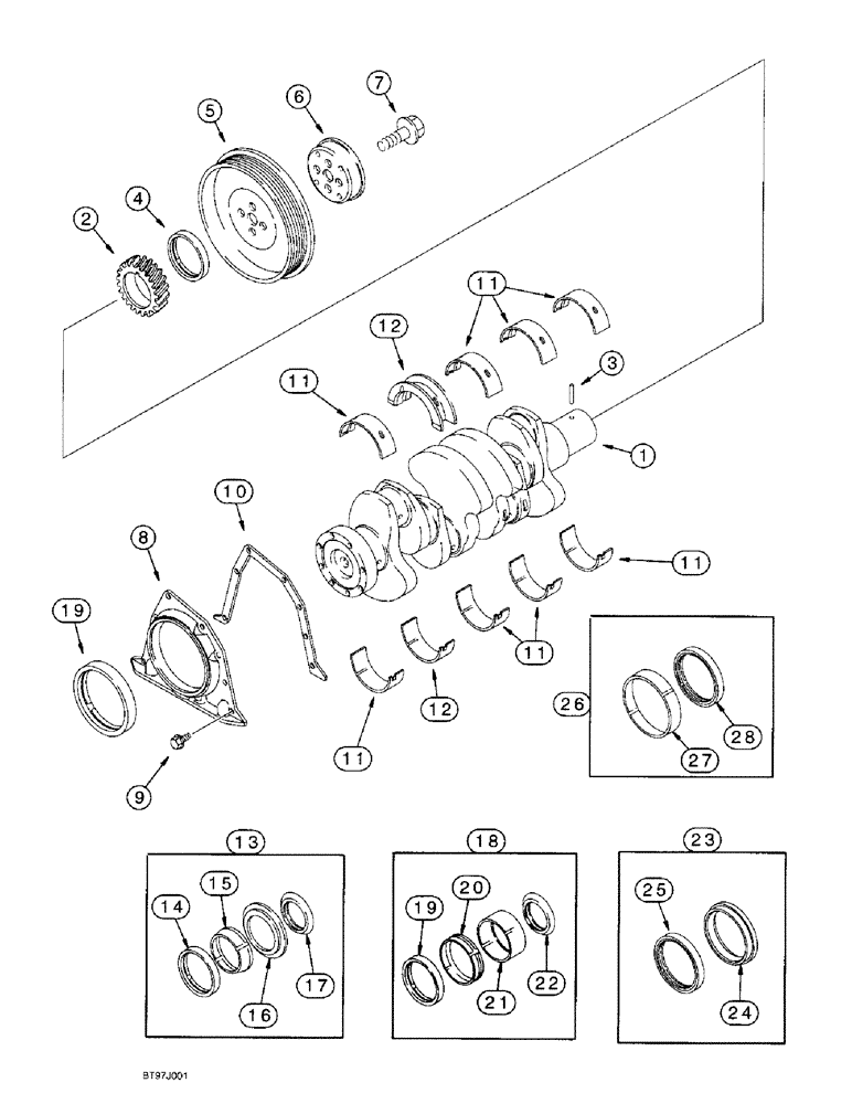 Схема запчастей Case 590SL - (2-42) - CRANKSHAFT, 4T-390 EMISSIONS CERTIFIED ENGINE (02) - ENGINE