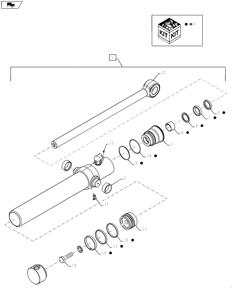 Схема запчастей Case 580SM - (35.738.01[03]) - CYLINDER ASSY - LOADER BUCKET (35) - HYDRAULIC SYSTEMS