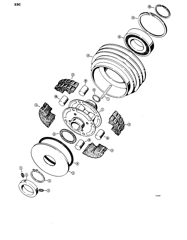 Схема запчастей Case 1816 - (33C) - D60593 CLUTCH, CENTRIFUGAL (18) - CLUTCH