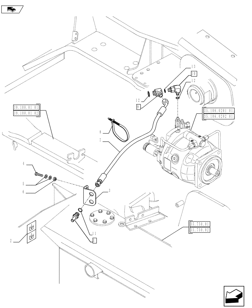 Схема запчастей Case 580SN WT - (35.710.0102) - VAR - X20233X - REMOTE CONTROL - FAST COUPLING (35) - HYDRAULIC SYSTEMS