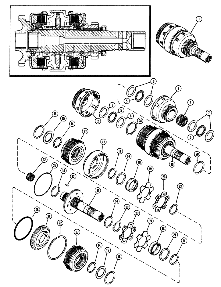 Схема запчастей Case 580B - (176) - A51512 CLUTCH, POWER SHUTTLE, ROCKFORD, SOLID SHAFT - USED W/O PTO (06) - POWER TRAIN