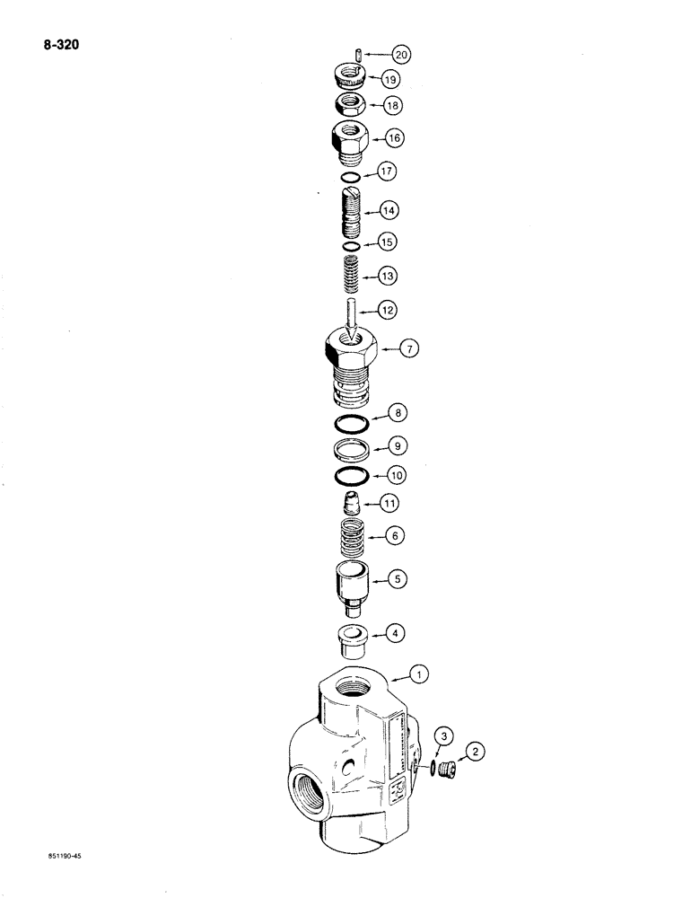 Схема запчастей Case 780C - (8-320) - D131348 HYDRAULIC BACKHOE RELIEF VALVE (08) - HYDRAULICS