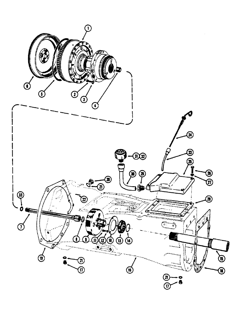 Схема запчастей Case 530CK - (076) - TORQUE CONVERTER AND HOUSING (17) - TORQUE CONVERTER