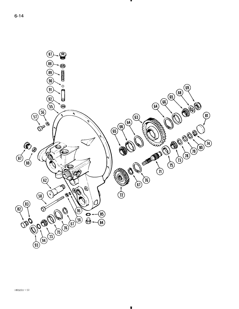 Схема запчастей Case 580K - (6-014) - TORQUE CONVERTER HOUSING, PUMP AND OUTPUT SHAFT, WITH PTO (06) - POWER TRAIN