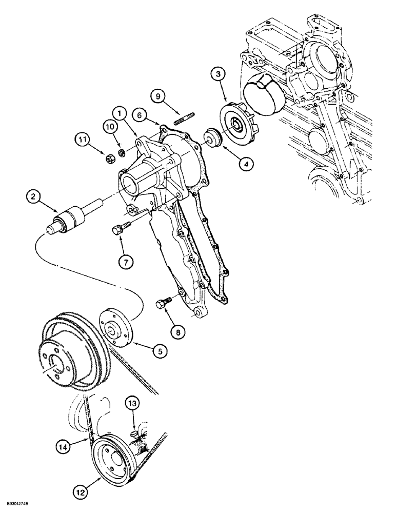 Схема запчастей Case 1838 - (2-02) - WATER PUMP, KUBOTA V2203 ENGINE (02) - ENGINE