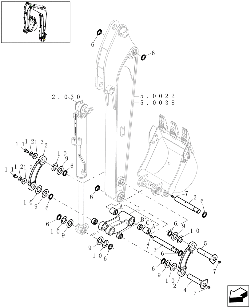 Схема запчастей Case CX16B - (2.003[02]) - DIPPER STICK (84) - BOOMS, DIPPERS & BUCKETS