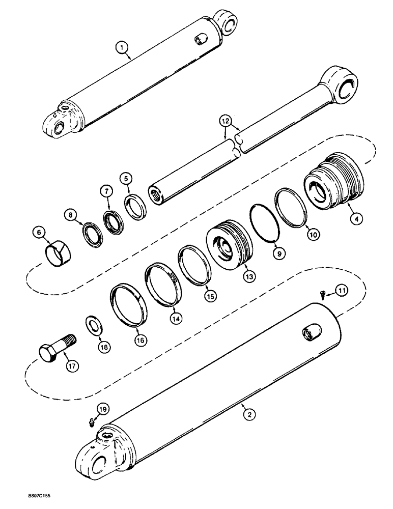 Схема запчастей Case 580SL - (8-152) - BACKHOE STABILIZER CYLINDERS (3/4 INCH THREADED SPUD ON CYLINDER TUBE) (08) - HYDRAULICS