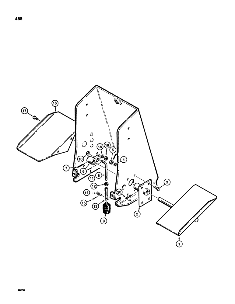 Схема запчастей Case 580D - (458) - BACKHOE EXTENDABLE DIPPER CONTROL, HAND SWING MODELS (09) - CHASSIS/ATTACHMENTS