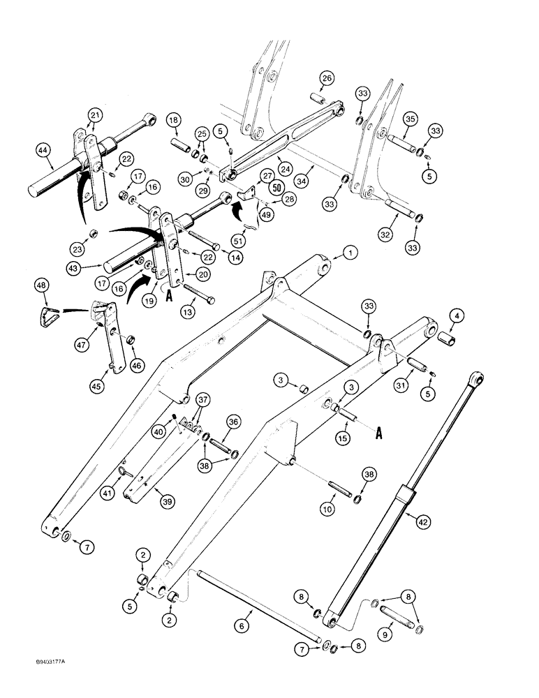 Схема запчастей Case 480F - (9-008) - LOADER FRAME AND MOUNTING PARTS (09) - CHASSIS/ATTACHMENTS