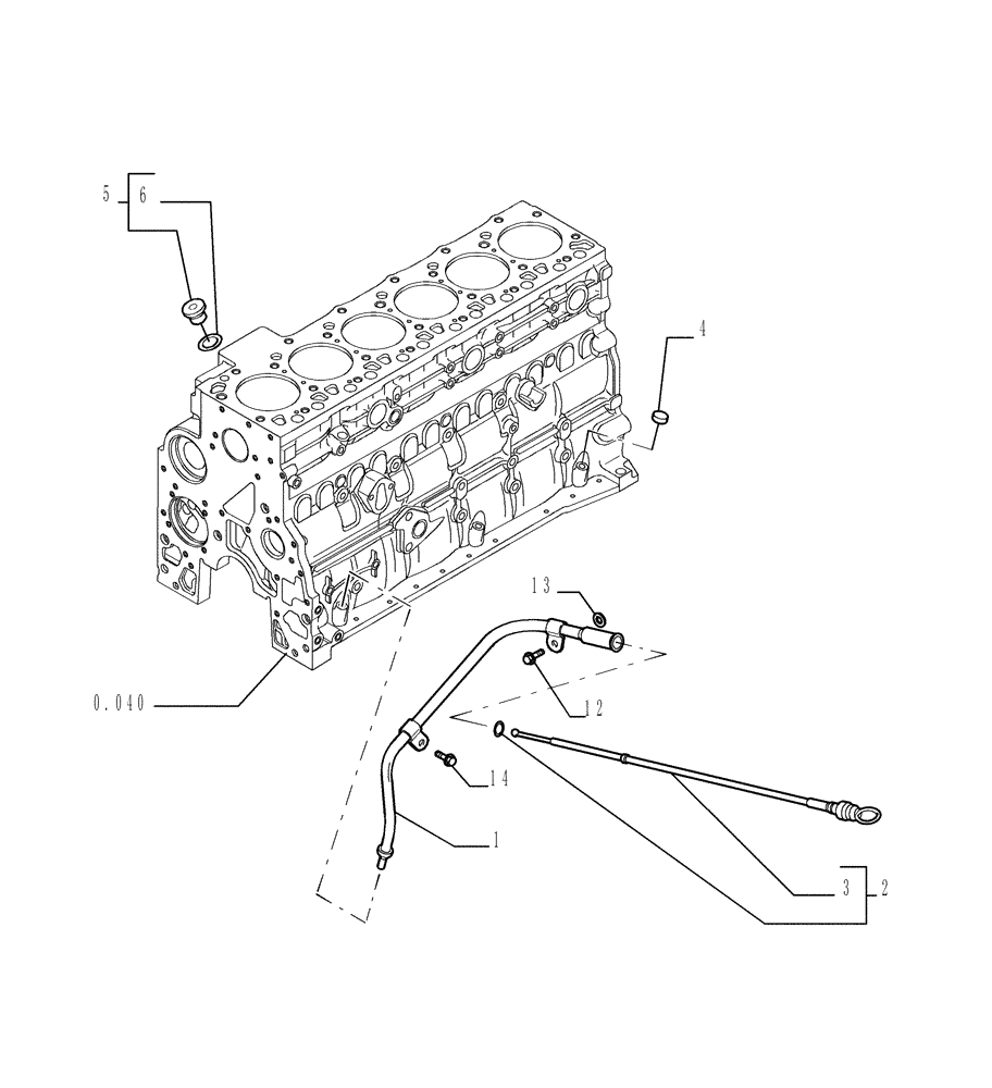 Схема запчастей Case 1850K - (0.270[01]) - ENGINE OIL DIPSTICK (01) - ENGINE