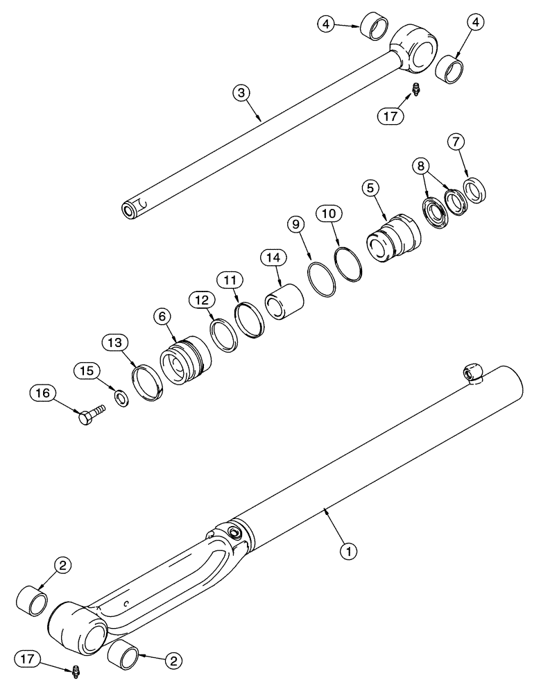 Схема запчастей Case 90XT - (08-25) - CYLINDER LOADER BUCKET, 2-1/4 INCH BORE, 1-3/8 INCH ROD (08) - HYDRAULICS