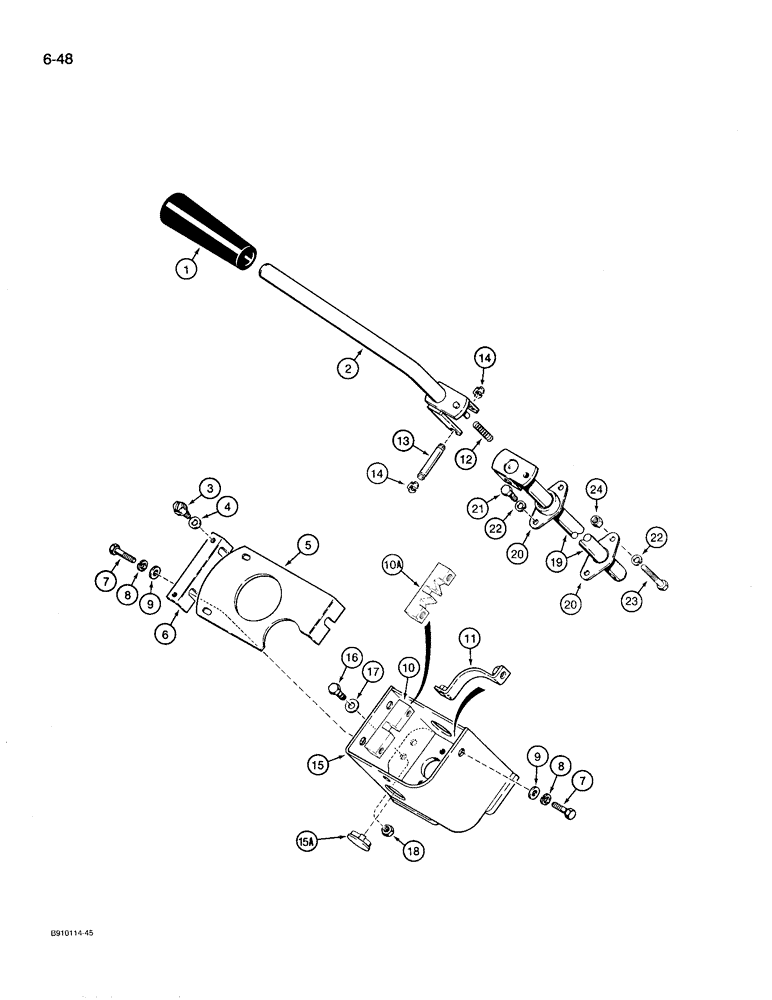 Схема запчастей Case 780D - (6-48) - TRANSMISSION CONTROLS FORWARD AND REVERSE, UPPER LINKAGE (06) - POWER TRAIN