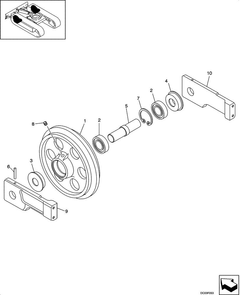 Схема запчастей Case CX14 - (05-06[00]) - TRACK - IDLER ASSY (11) - TRACKS/STEERING