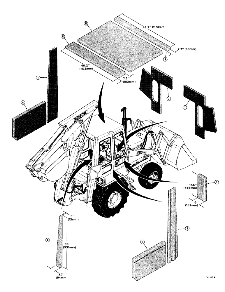 Схема запчастей Case 780 - (582) - NOISE CONTROL PADDING - CAB (09) - CHASSIS/ATTACHMENTS