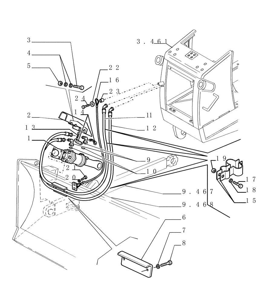 Схема запчастей Case 1850K LT - (9.470[01]) - TILT CYLINDER - FRONT IMPLEMENT - LT - OPTIONAL CODE 76078098 (19) - OPTIONS