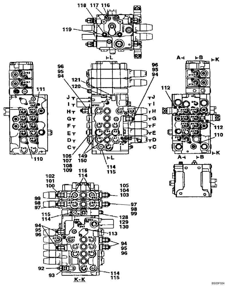 Схема запчастей Case CX135SR - (08-089A) - KMJ10720 VALVE ASSY, CONTROL - MODELS WITH DOZER BLADE (08) - HYDRAULICS