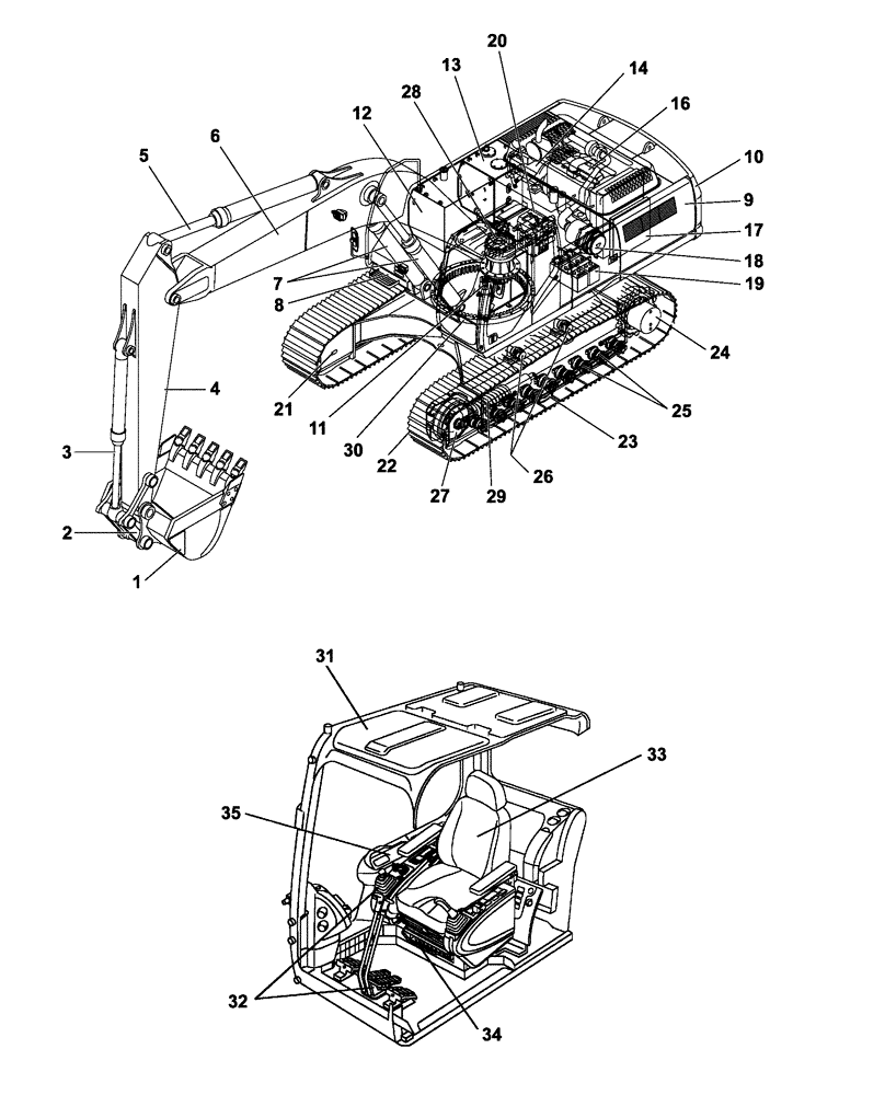 Схема запчастей Case CX470C - (00-001-00[01]) - COMPONENT INDEX (00) - PICTORIAL INDEX