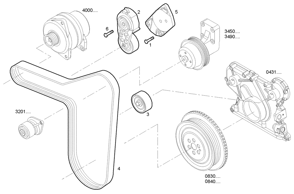 Схема запчастей Case F4GE9454K J604 - (3400.044) - WATER PUMP DRIVE 