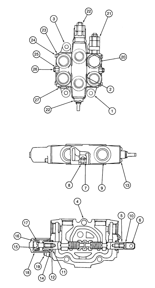 Схема запчастей Case 9020 - (8-100) - AUXILIARY CONTROL VALVE (08) - HYDRAULICS