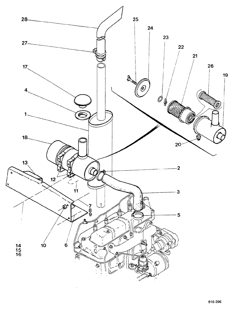 Схема запчастей Case 580F - (046) - AIR CLEANER AND MUFFLER (10) - ENGINE