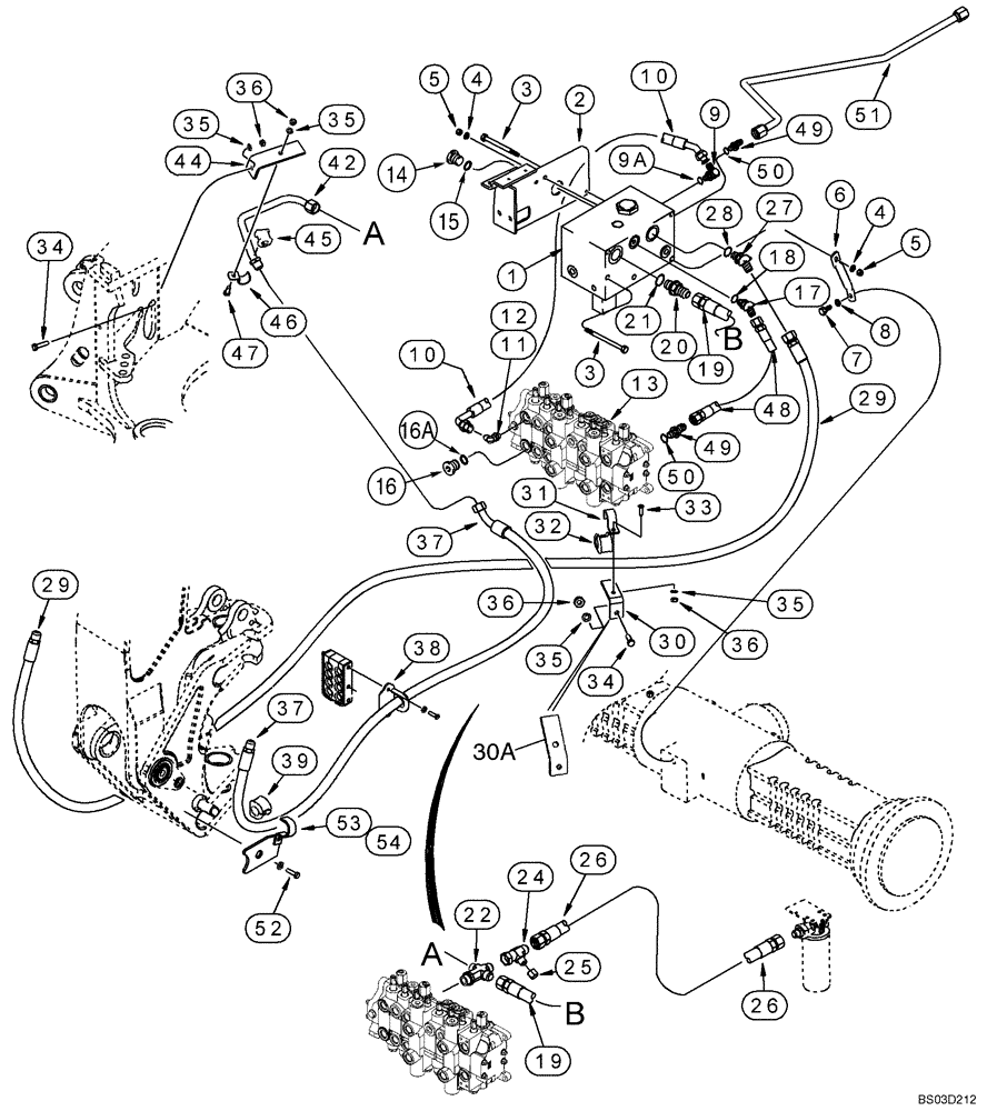 Схема запчастей Case 580SM - (08-19) - HYDRAULICS - BACKHOE AUXILIARY (08) - HYDRAULICS