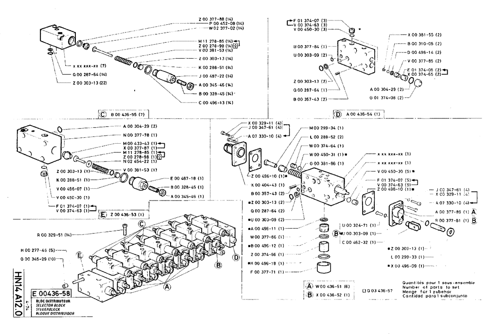 Схема запчастей Case TY45 - (HN14 A12.0) - SELECTOR BLOCK (07) - HYDRAULIC SYSTEM