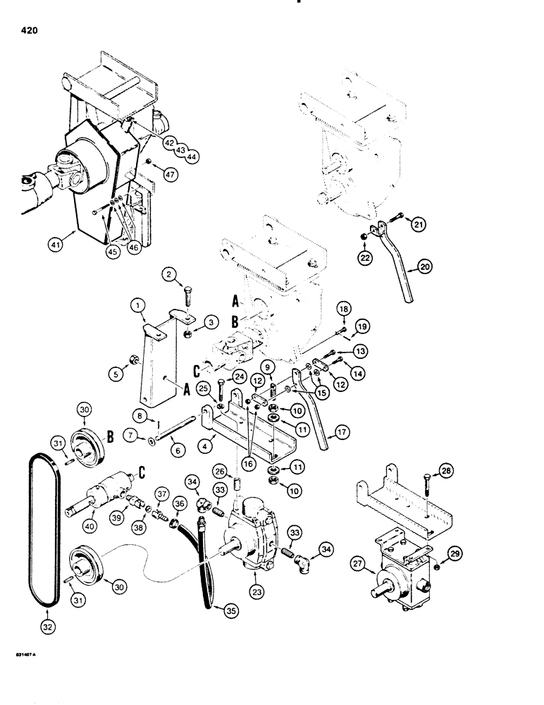 Схема запчастей Case SD100 - (420) - HYDRA-BORER WATER PUMP MOUNTING (89) - TOOLS