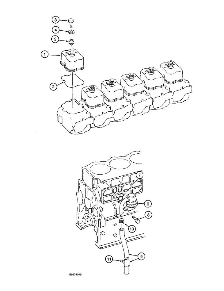 Схема запчастей Case 9060B - (2-36) - CYLINDER HEAD COVERS AND ENGINE BREATHER, 6D22-TC ENGINE (02) - ENGINE