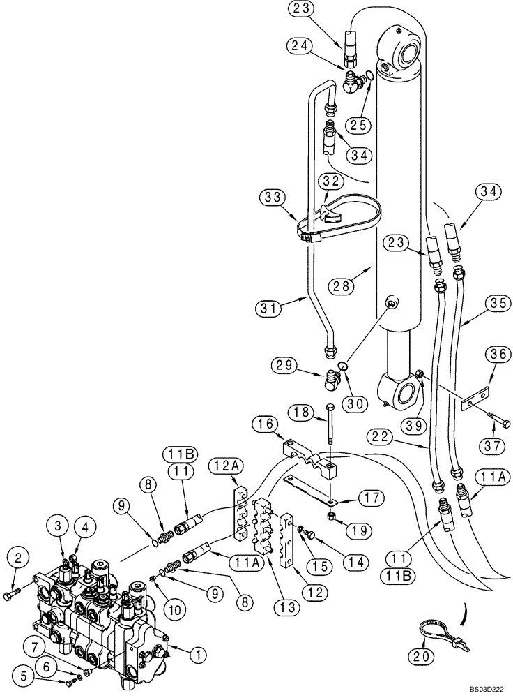 Схема запчастей Case 590SM - (08-10) - HYDRAULICS - CYLINDER, BACKHOE BOOM (08) - HYDRAULICS