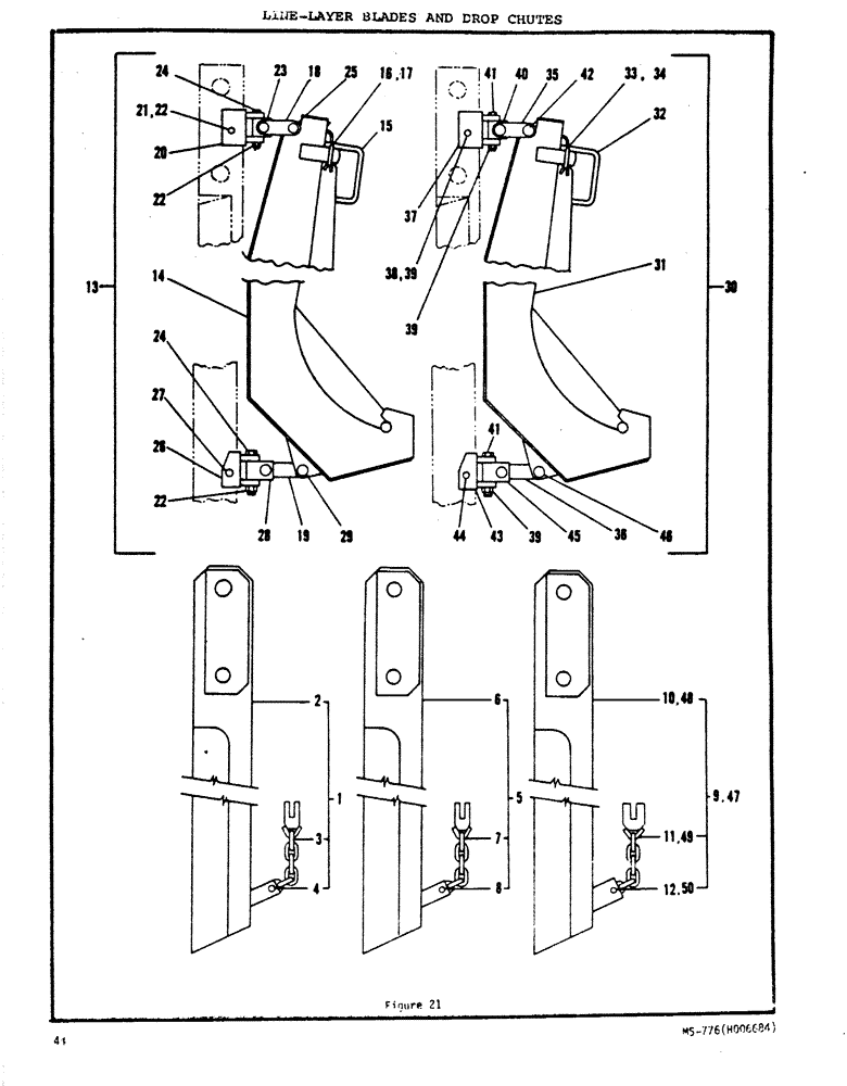 Схема запчастей Case N63 - (44) - LINE-LAYER BLADES AND DROP CHUTES 