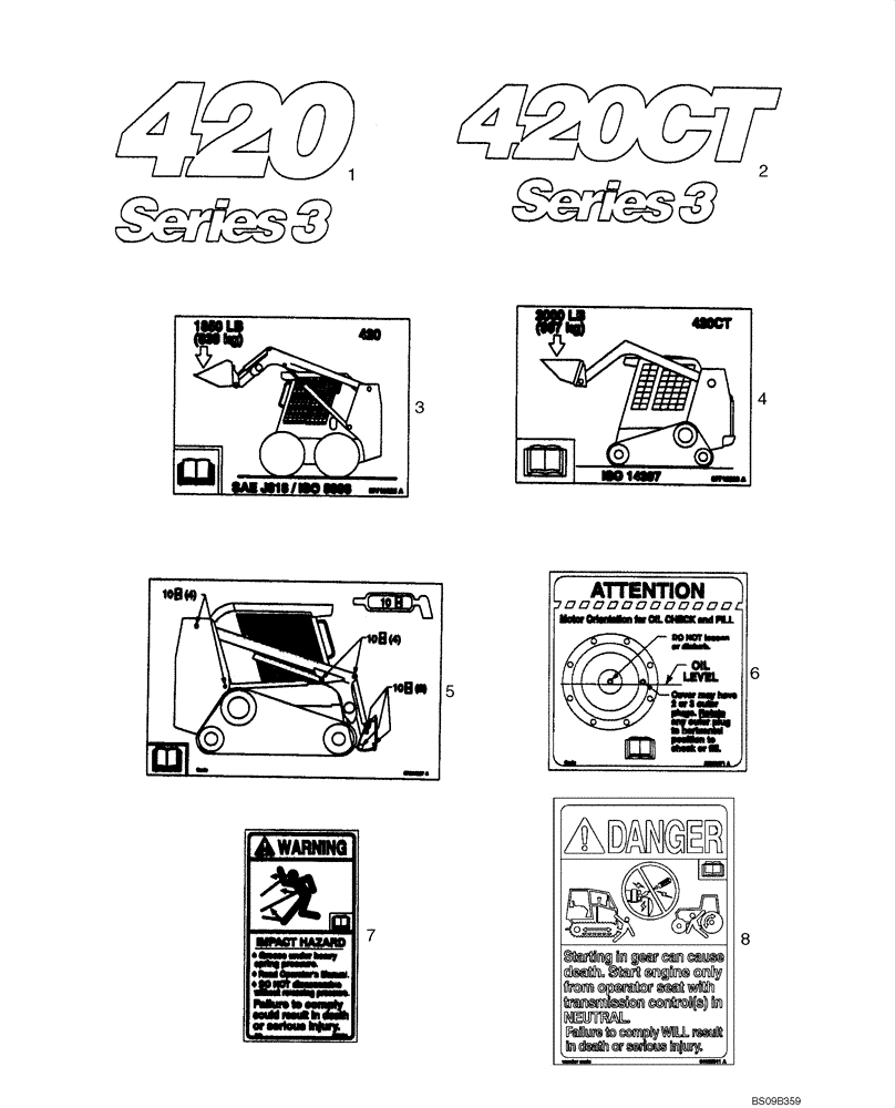 Схема запчастей Case 420CT - (09-68) - DECALS (09) - CHASSIS