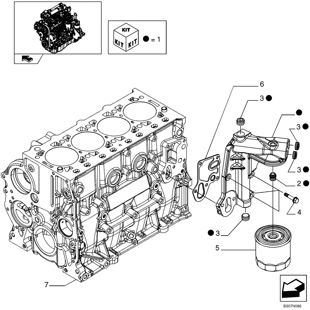 Схема запчастей Case 420CT - (02-30) - FILTER ENGINE OIL (87546691) (02) - ENGINE