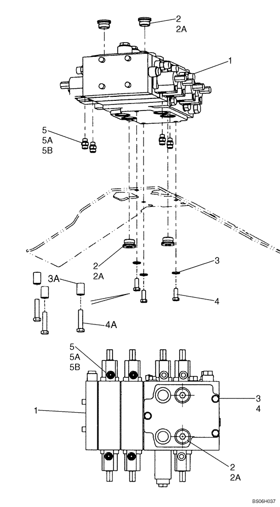 Схема запчастей Case 821E - (08-23) - VALVE, CONTROL - MOUNTING, FOUR SPOOL (Z-BAR LOADER) (08) - HYDRAULICS