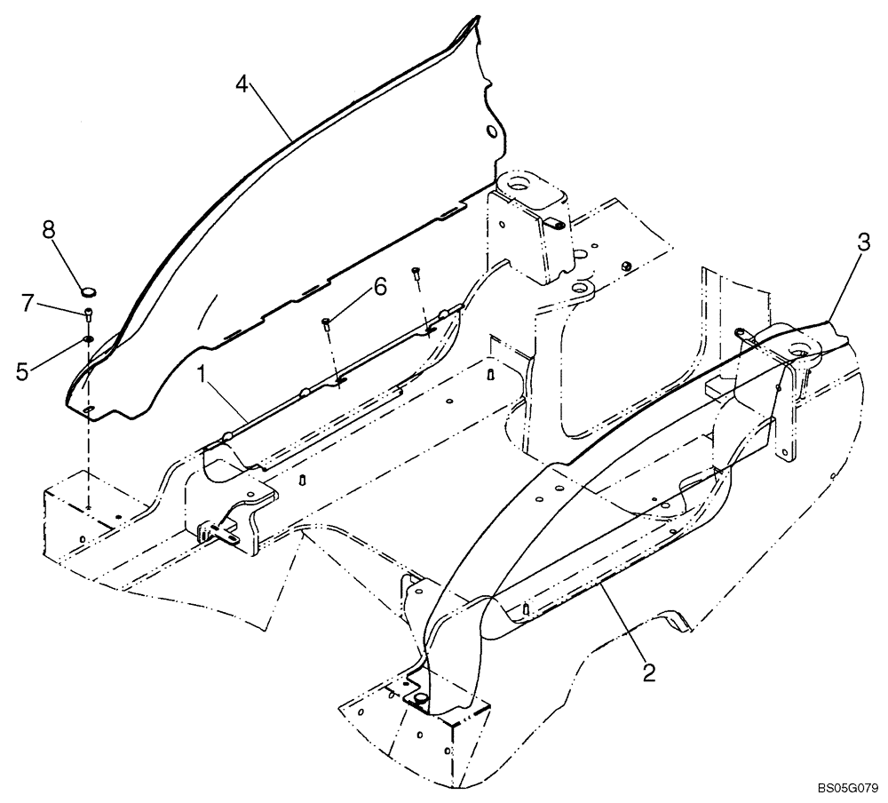 Схема запчастей Case 821E - (09-22) - FENDERS, REAR - GUARD (09) - CHASSIS