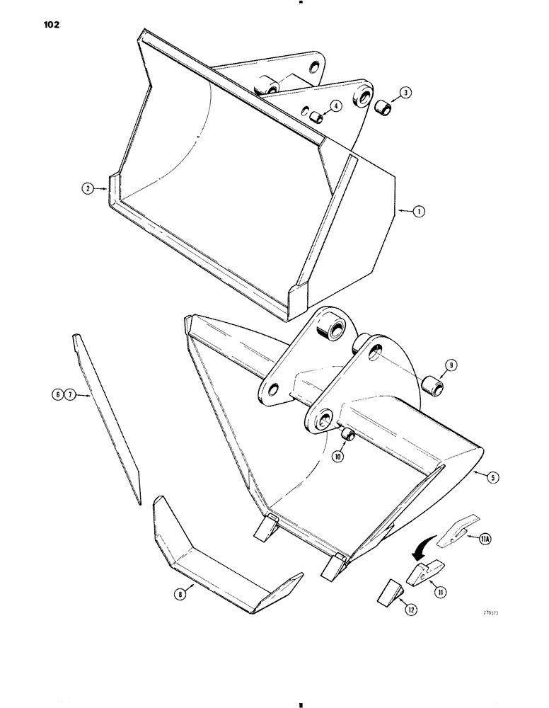 Схема запчастей Case 35 - (102) - BACKHOE BUCKETS, SHOVEL BUCKET, DITCHING BUCKET 